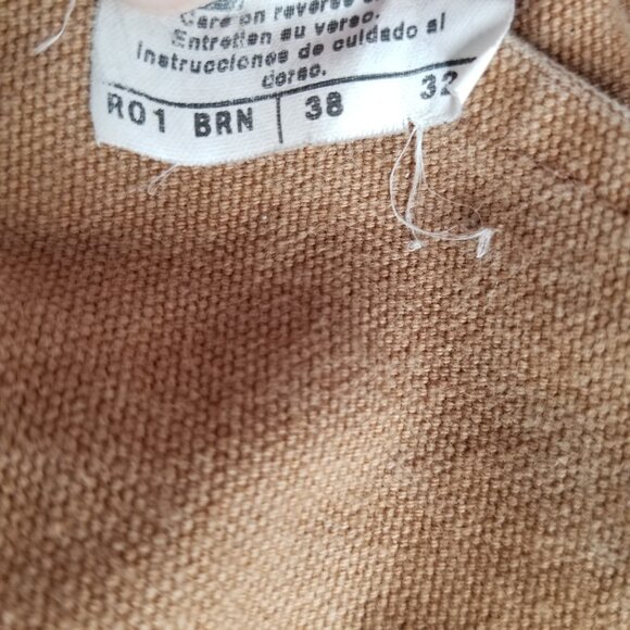 Carhartt USA R01 BRN Duck Bib Overalls Double Knee Unlined 38 x32 Distressed - Picture 15 of 15